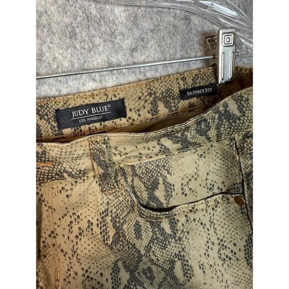 Judy Blue Skinny Fit Tan Size 13/31 Snakeskin Stretch Pants Mid Rise JB84177 - Picture 4 of 9